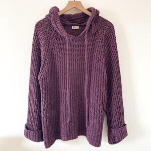 Oversized Chunky Purple Knit Hoodie